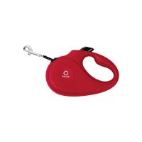 Поводок-рулетка CoLLaR для собак, размер S, 15 кг, 5 м, светоотражающая лента, красный